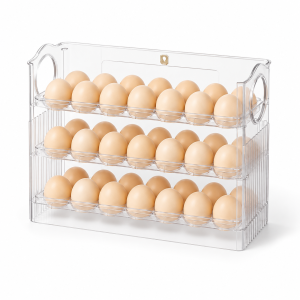 Ocalpur 30 Egg Storage Container, Automatic Flipping Egg Organizer for Refrigerator, Space‑Saving Kitchen Egg Storage Rack Ocalpur 30 Egg Storage Container, Automatic Flipping Egg Organizer for Refrigerator, Space‑Saving Kitchen Egg Storage Rack